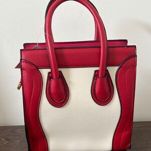Medium size tote bag red and off white